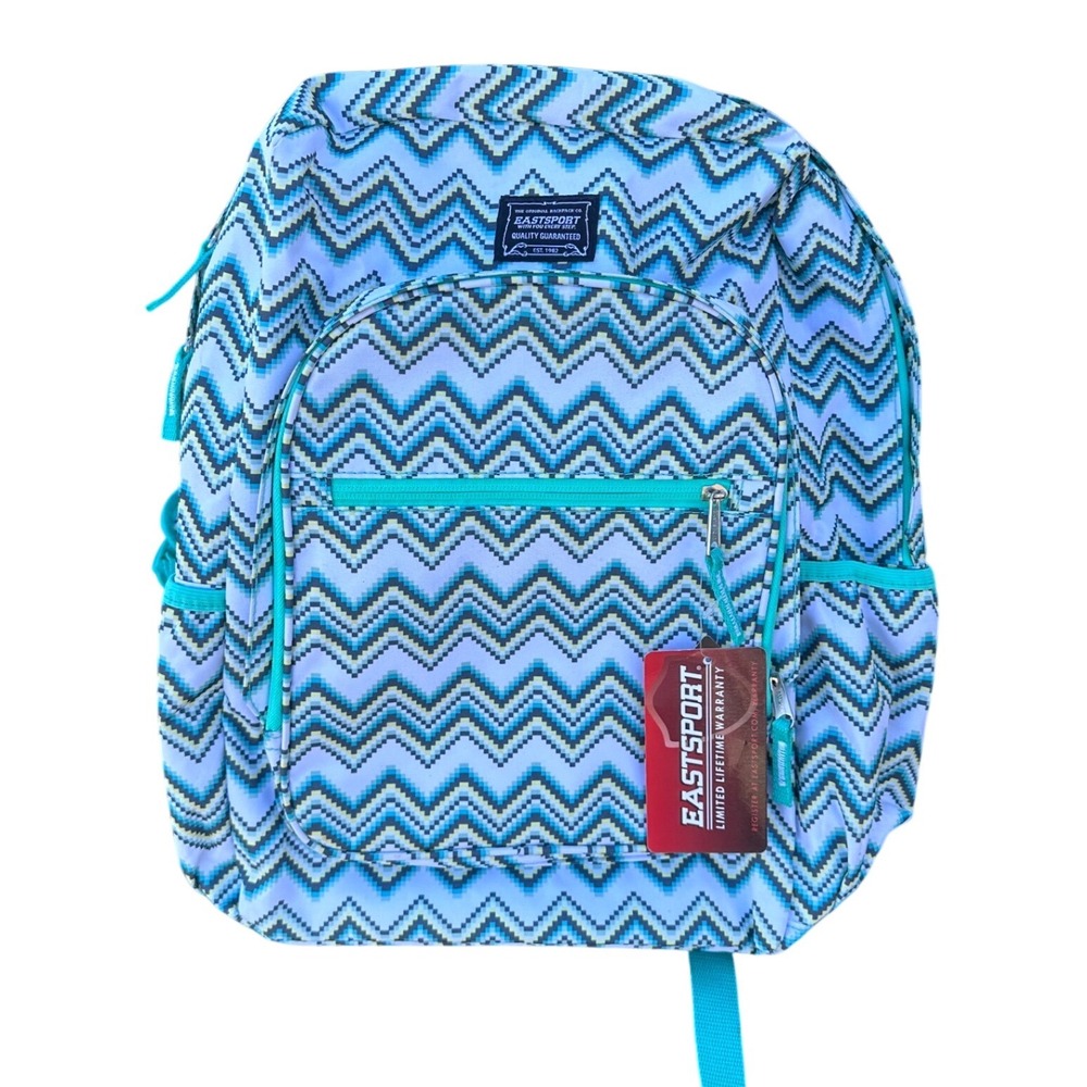 Eastsport 18" Chevron Print Teal Blue School Backpack NWT